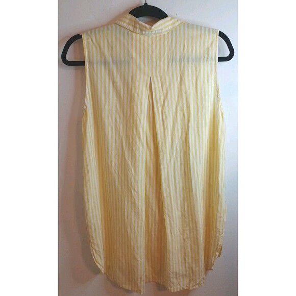 Beach Lunch Lounge Sleeveless Button Down Top Womens Small Yellow White Stripe - Picture 6 of 8